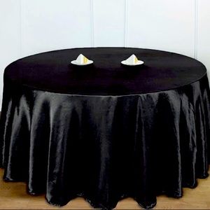 108” Round Satin Table Cloths - Black (19 available)